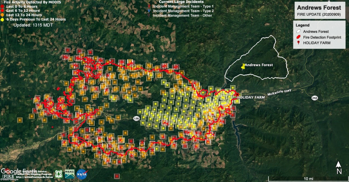 Map of fire activity as of September 9