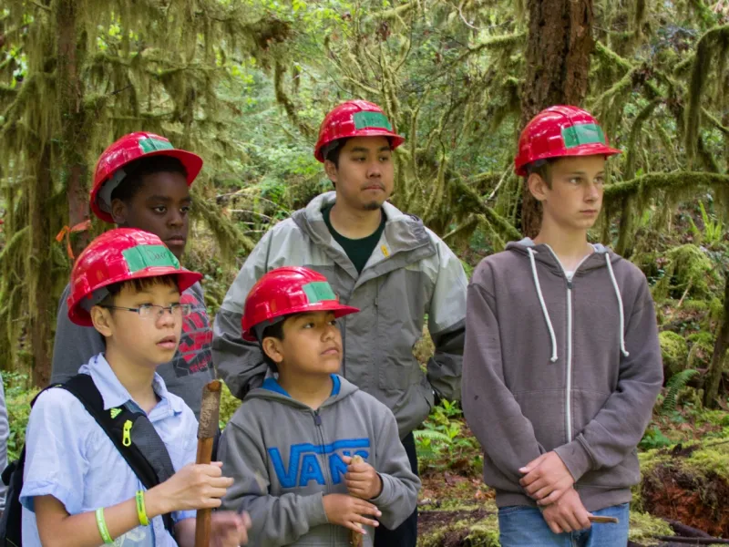 K12 students in the forest