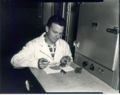 Ted Dyrness making soil measurements in lab