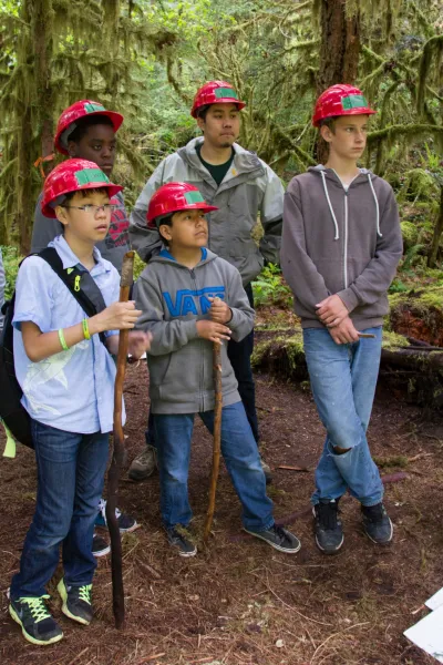 K12 students in the forest