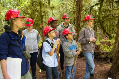 students in the forest