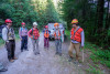 2018 PNW PSP crew. L to R: Bryan Sipe, crew member, OSU; David Bell, Research Forester, PNW Research Station; Amanda Brackett, crew leader, OSU; Jessie Hild, crew member, OSU; Rob Pabst, project coordinator, OSU; David Shaw, Principal Investigator, OSU